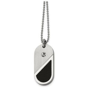 Chisel Stainless Steel Brushed Polished Dog Tag/Heart Convertible Necklace